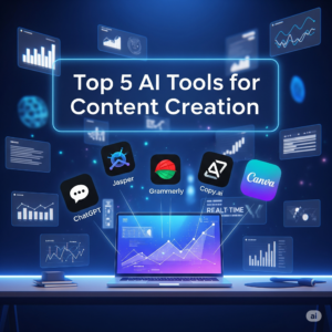 Discover the Top 5 AI Tools for Content Creation in 2025 to write faster, smarter, and better. Boost productivity with ChatGPT, Jasper, Grammarly, and more.